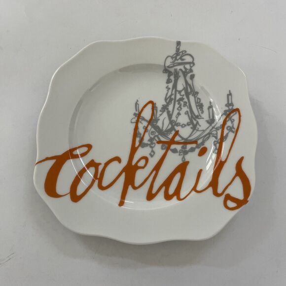 Set of 4 ROSANNA COCKTAILS SALAD DESSERT APPETIZER PLATES Square Wine & Cheese - Picture 2 of 7